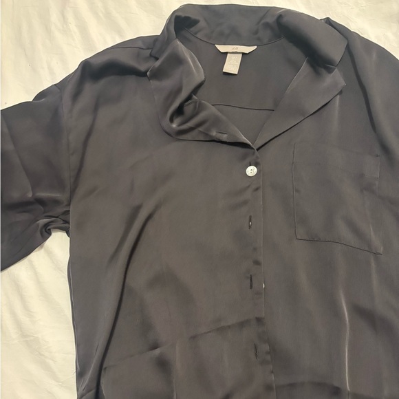 H&M Tops - H&M Satin Navy Shirt